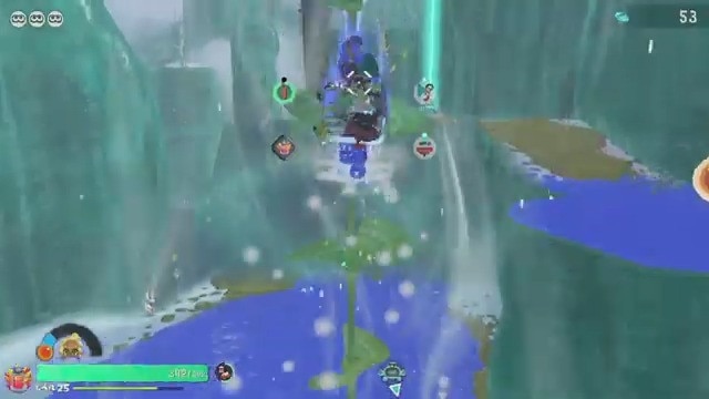 葉の上昇気流で段差の上を進む