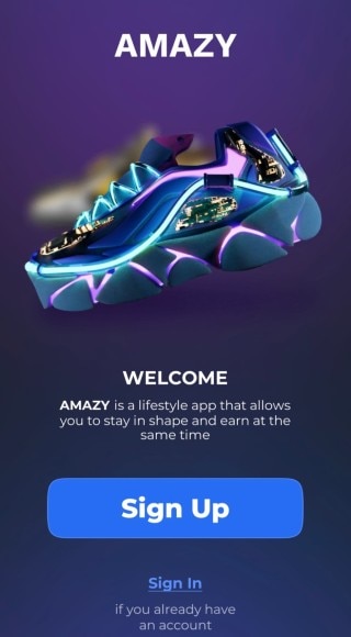 AMAZYのアプリSignUp画面