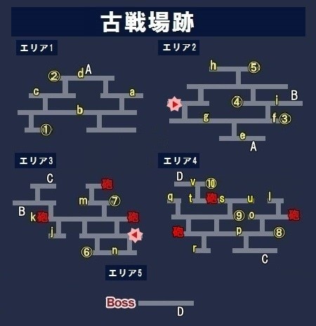 アナデン 古戦場跡のマップ 宝箱 素材 猫 アナザーエデン アルテマ