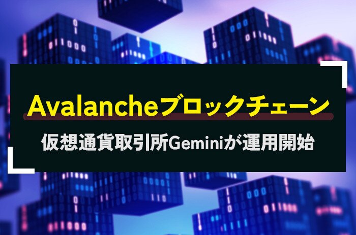 仮想通貨取引所GeminiがAvalancheブロックチェーンの運用を開始