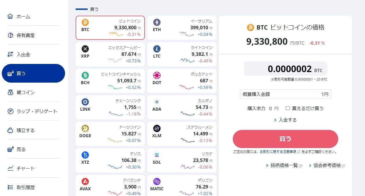 SBI VCトレード・BTC