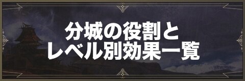 分城の役割とレベル別効果一覧