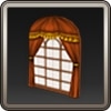 アーチ型の格子窓(橙カーテン)
