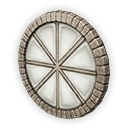 石枠の丸窓(車輪型)