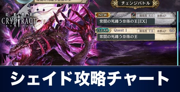 クリプトラクト シェイド攻略チャート 周回パーティやexクエストの条件 幻獣契約クリプトラクト アルテマ