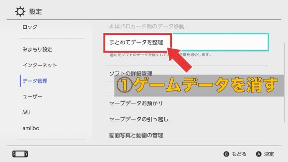 ゲームデータの消去