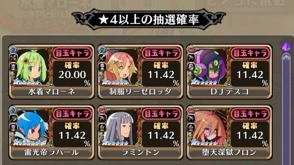 星4確定時のピックアップ率