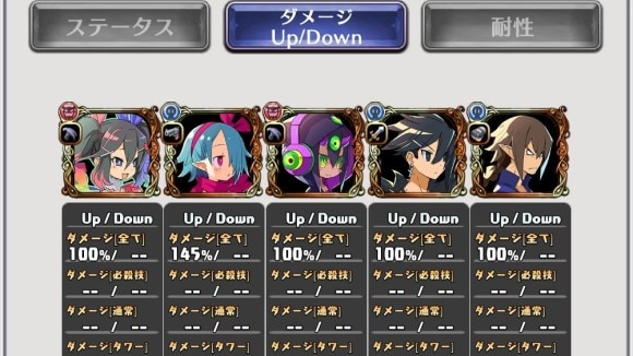 ダメージアップ・ダウン表示