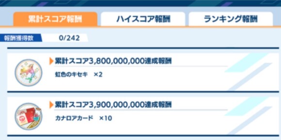 ランキングイベントの累計ポイント報酬で入手