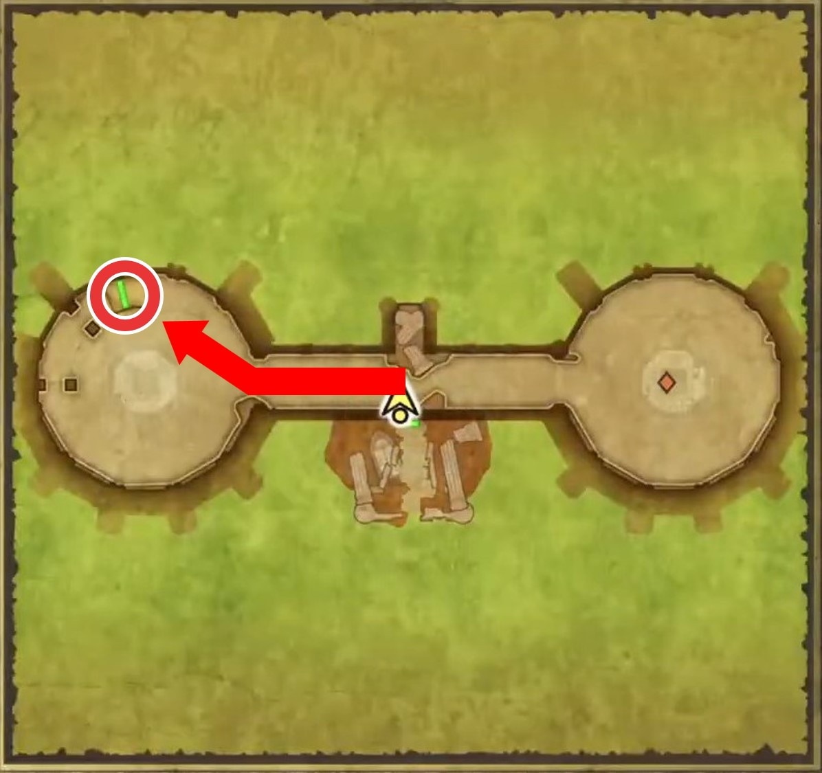  ドラクエ2 雨の祠 1Fの奥の裏門まで進みマップ左の階段を上る