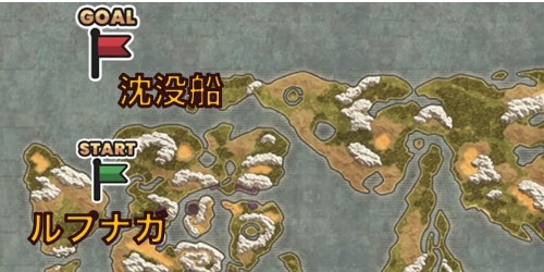 ルプナガからマップ北西にある海に向かう