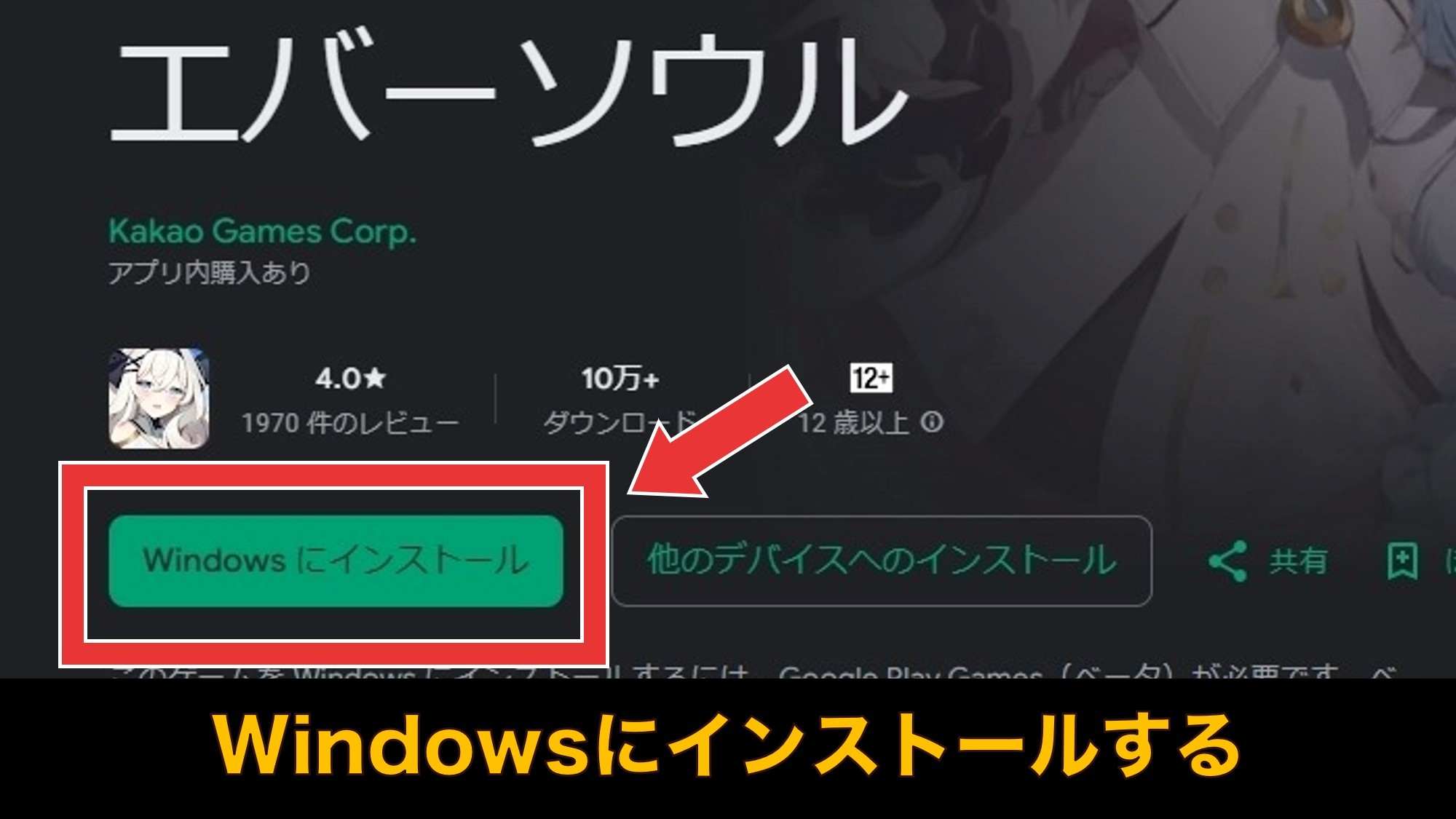 「Windowsにインストール」を選択する