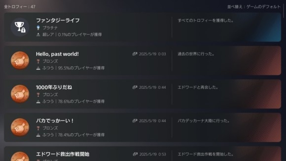 トロフィーコンプリート