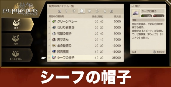 【FFタクティクス】シーフの帽子