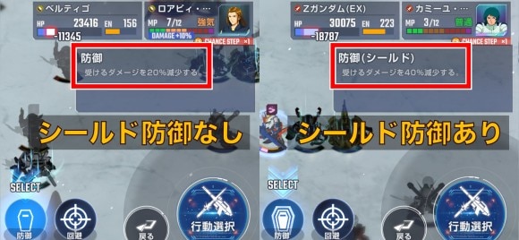 シールド防御被ダメージ