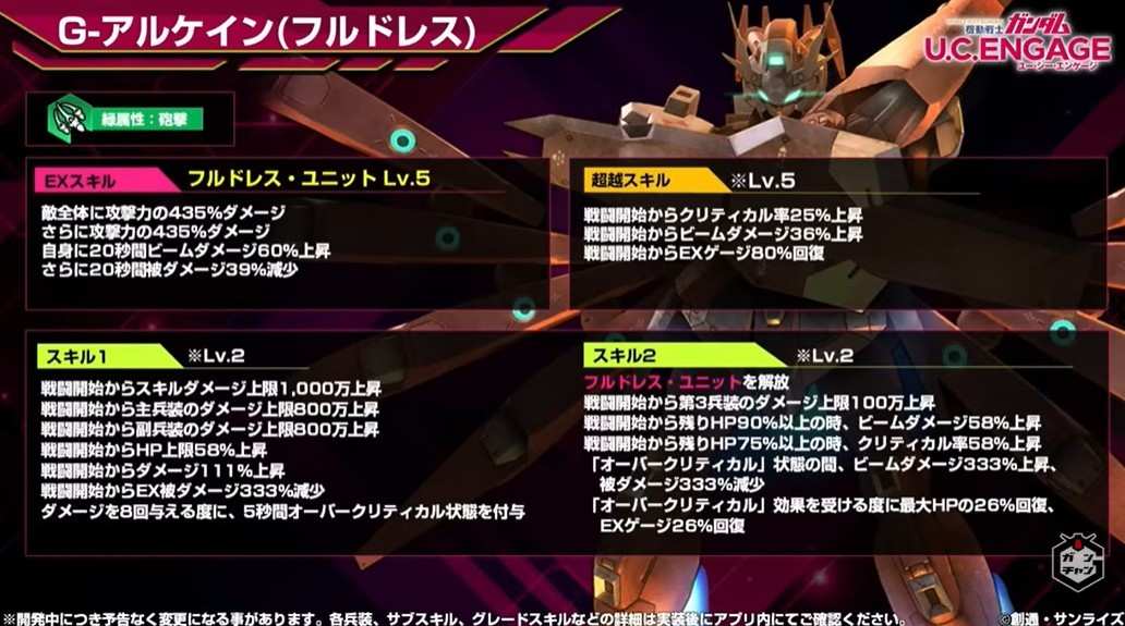 G-アルケイン(フルドレス)の評価とステータス