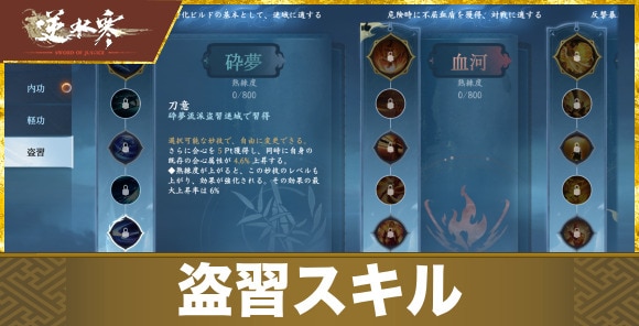 盗習(技盗み)スキル一覧と習得方法