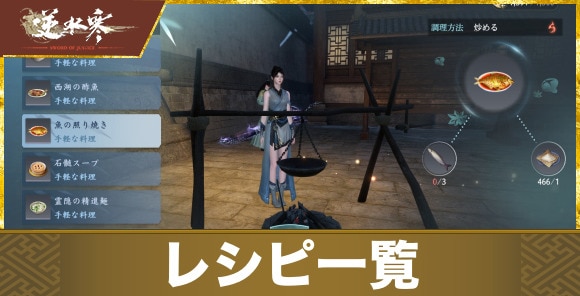料理のレシピ一覧と開放条件