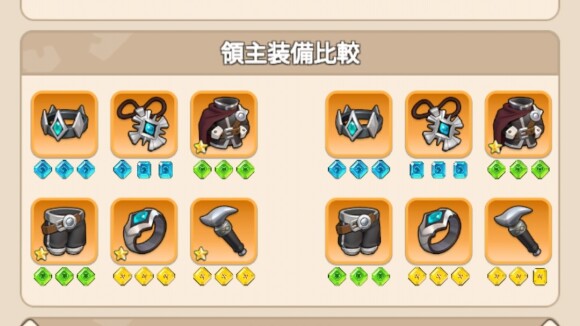 領主装備比較は領主装備の強さ
