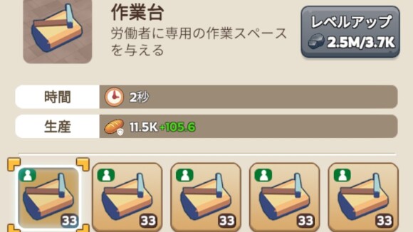 製粉所の家具レベル上げが最優先