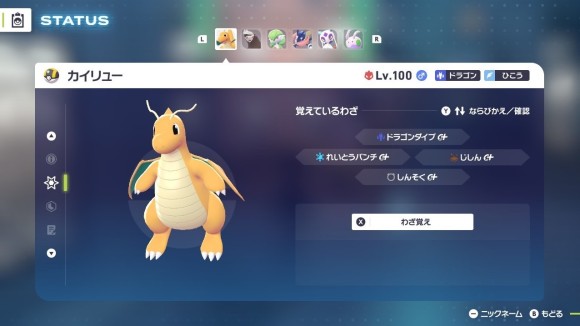 周回カイリューの技構成