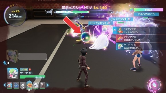 バトル中に黒いエネルギー玉を回収する