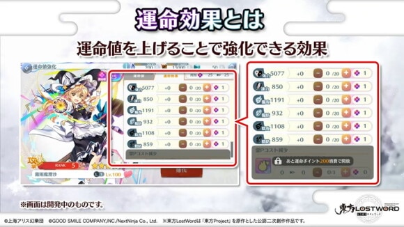 運命値の限界突破機能が