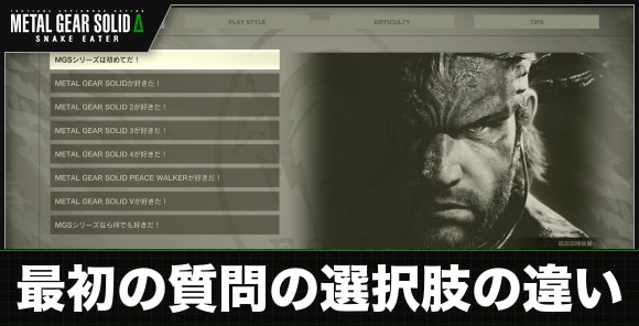 最初の質問の選択肢の違い