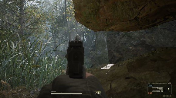 兵士を麻酔銃で眠らせて進む