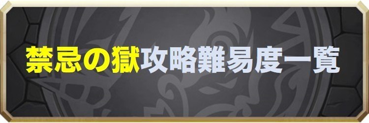 禁忌の獄の攻略難易度ランキング