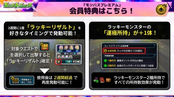 モンパスプレミアム　特典