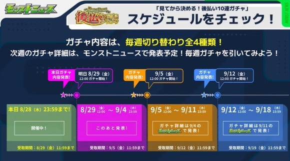 後払いガチャ　スケジュール