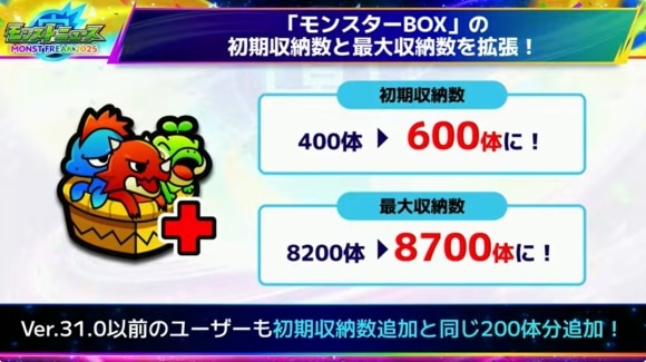 Ver.31.0アップデート情報　モンスターボックス