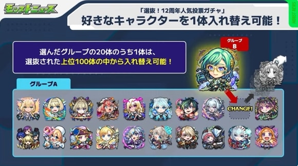12周年人気投票ガチャ　入れ替え