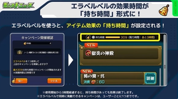 Ver.31.1アップデート情報　エラベルベル