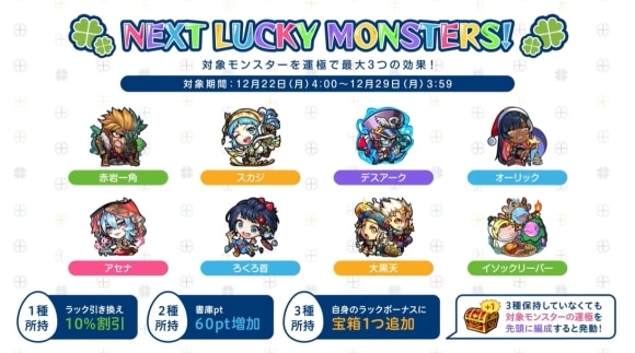 今週と来週のラッキーモンスターと運極おすすめキャラ