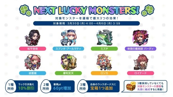 今週と来週のラッキーモンスターと運極おすすめキャラ