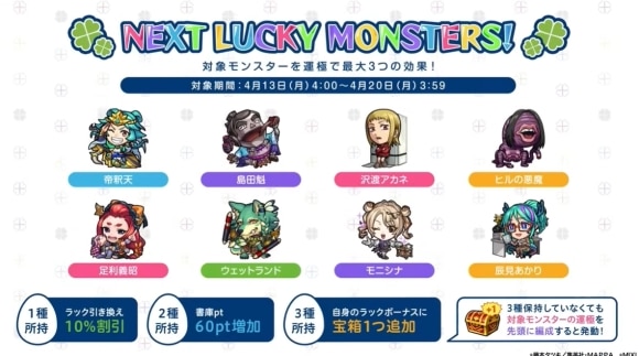 今週と来週のラッキーモンスターと運極おすすめキャラ