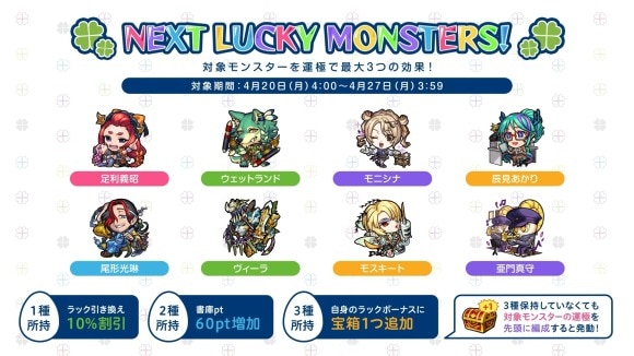 今週と来週のラッキーモンスターと運極おすすめキャラ