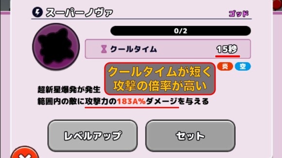 必殺技の威力が上がりボス戦で有利になる