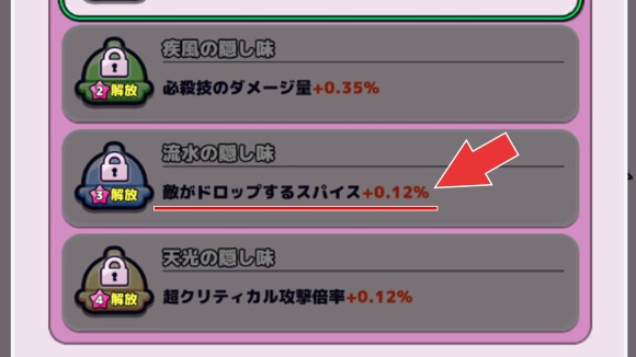 素材集め時はドロップ量アップがおすすめ