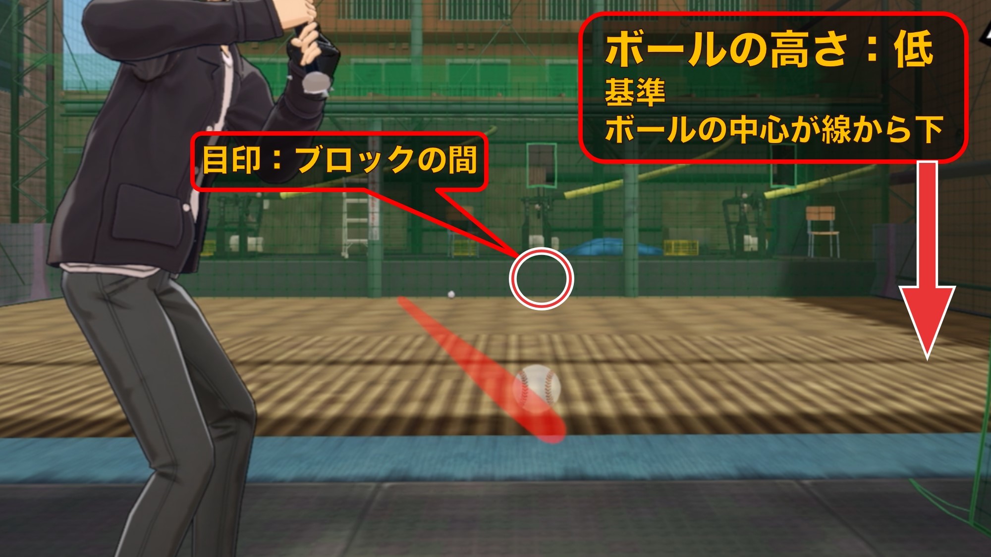 ボールの高さとネットの目印 低