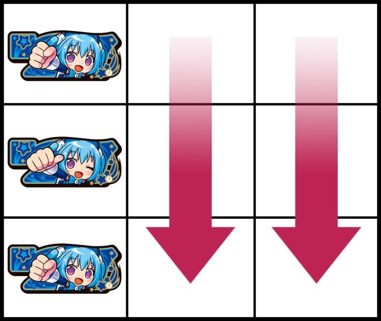 1000ちゃんA スロット　リーチ目　左3連青7