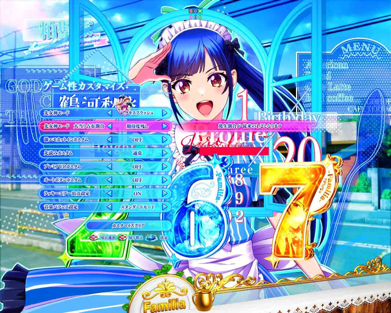 女神のカフェテラス　先女神モード大当たり占有割合