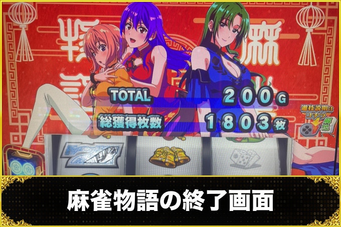 麻雀物語の終了画面