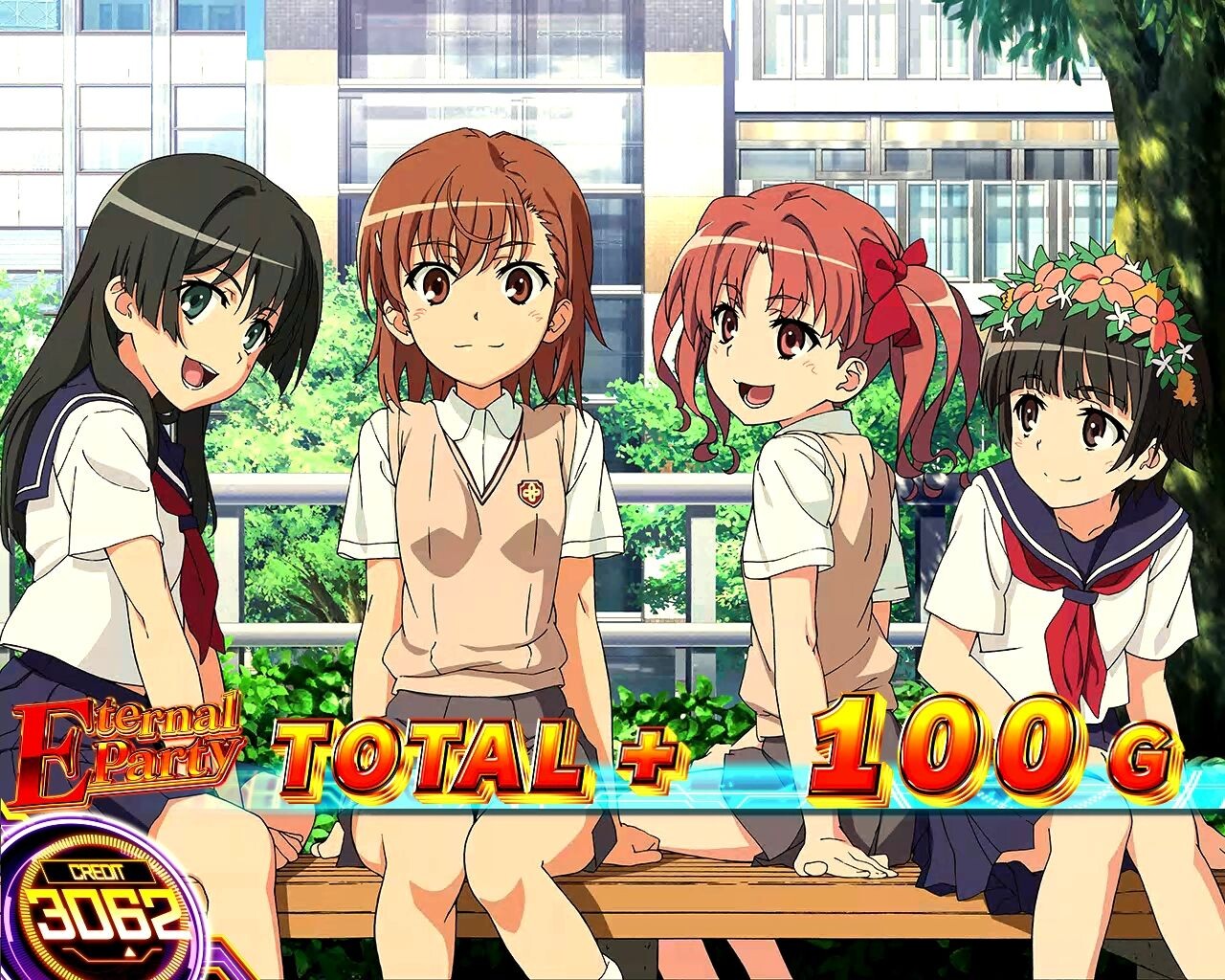 レールガン2スロット(スマスロ とある科学の超電磁砲2)　ETERNAL PARTY(エターナルパーティー)　リザルト画面