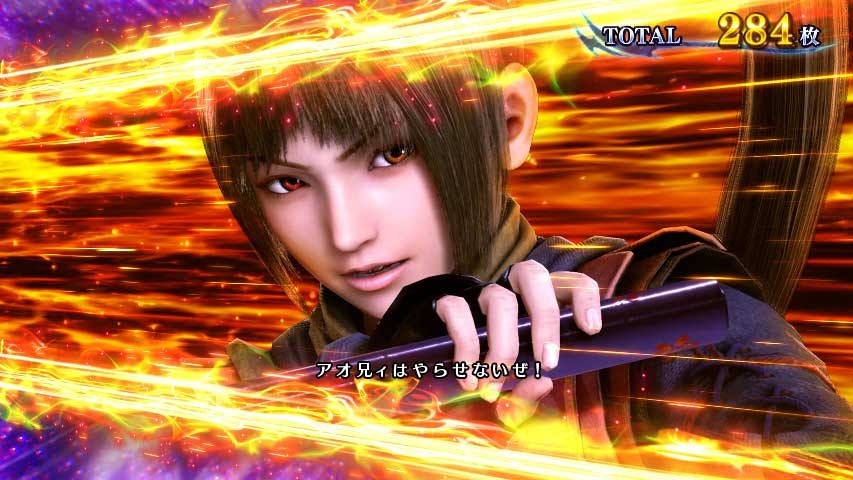 新鬼武者3スマスロ(スロット)　幻魔京バトル中の茜カットイン