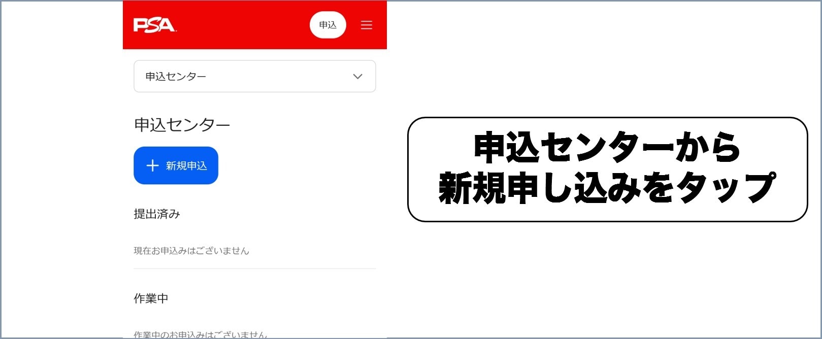 PSA 新規申し込み