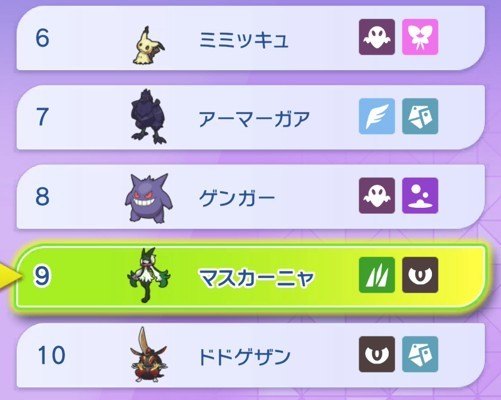 ランクマ使用率6位~10位