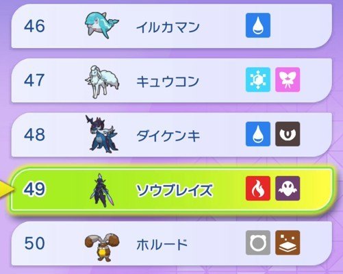 ランクマ使用率46位~50位
